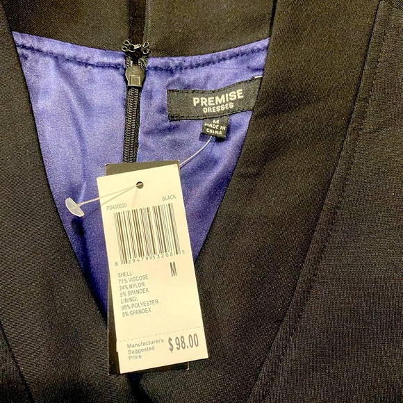 Nwt Premise woman’s black v neck Medium Dress. - Picture 7 of 7